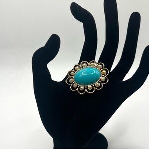 Sarah Coventry Turquoise Pearl Gold Tone Brooch